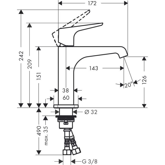 Смеситель для раковины Citterio E Axor, хром арт. 36111000