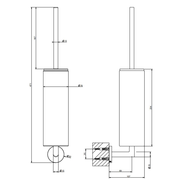 Туалетный ёршик, подвесной, черный, Gessi Tondo, finox brushed nickel арт. 63620#149