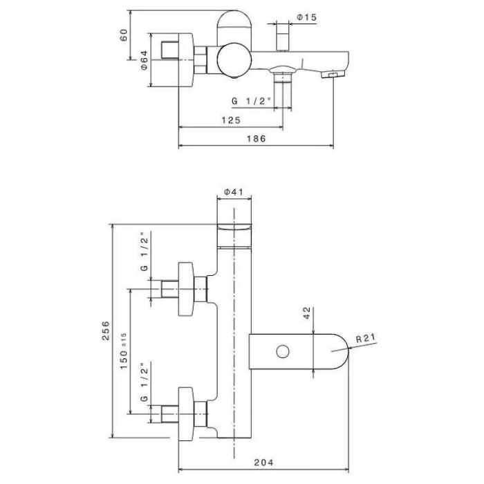 Смеситель для ванны, настенный, Ole Kerama Marazzi, золотой - 69440KM.M0.071
