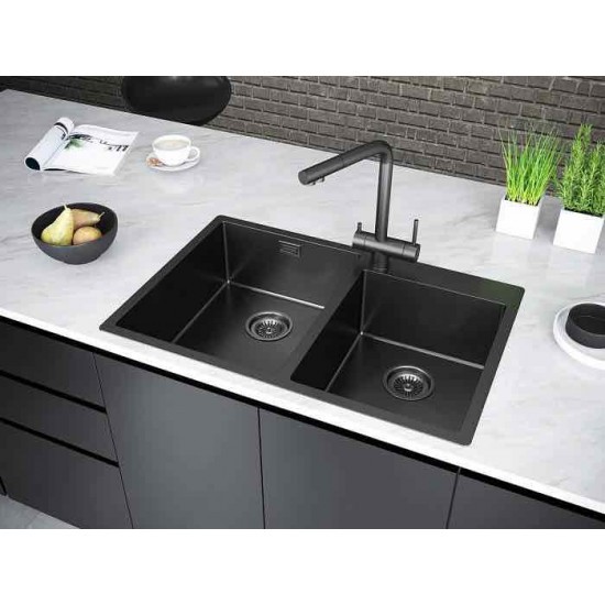 Мойка для кухни нержавеющая 780х510мм Paulmark BERMAN, вороненая сталь - PM517851-GM