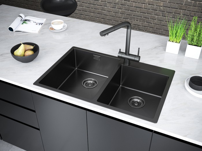 Мойка для кухни нержавеющая 780х510мм Paulmark BERMAN, вороненая сталь - PM517851-GM