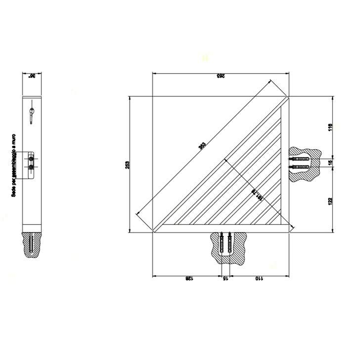 Полочка-решетка угловая для ванны или душа, Gessi Rettangolo, gold ccp арт. 20861#080