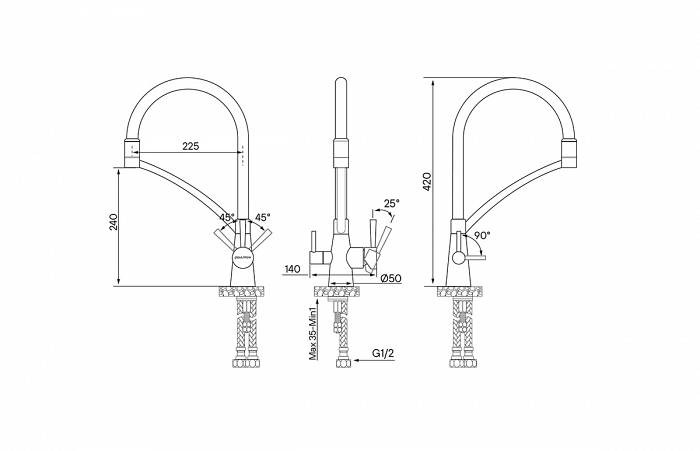Смеситель для кухни  Paulmark SIEGEN, вороненая сталь - Si213111-GM