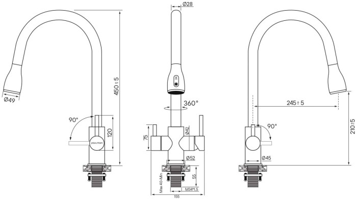Смеситель для кухни  Paulmark LANGE, бронза - La214212-BR