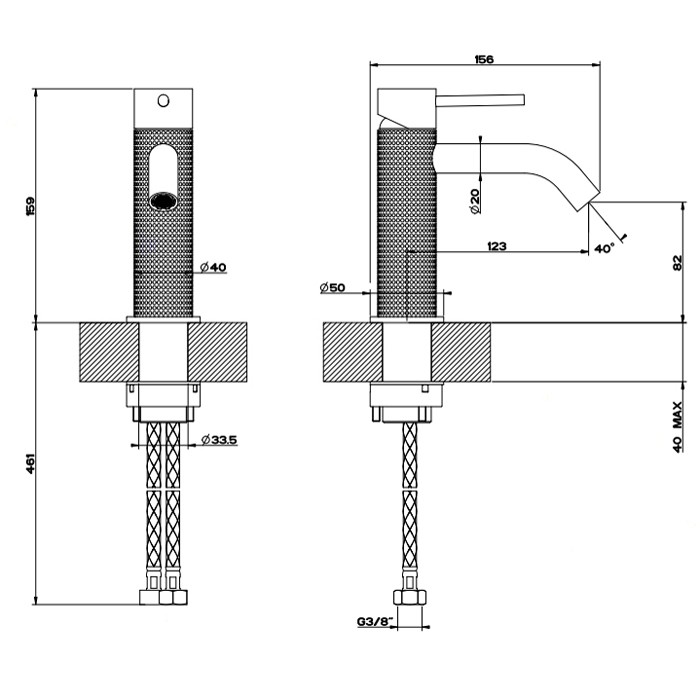 Смеситель для раковины, без донного клапана, Gessi Cesello, шлифованная сталь арт. 54402#239