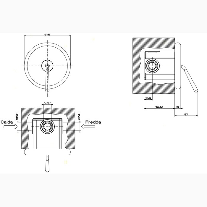Встраиваемый однорычажный смеситель, Gessi Goccia, хром арт. 33744#031