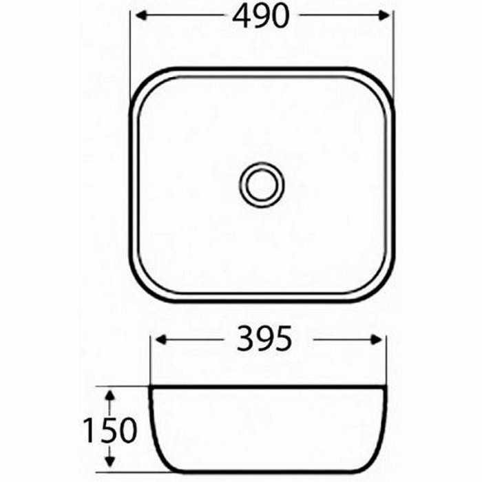 Раковина 490х395х150 накладная, белая, Azario - AZ-2143