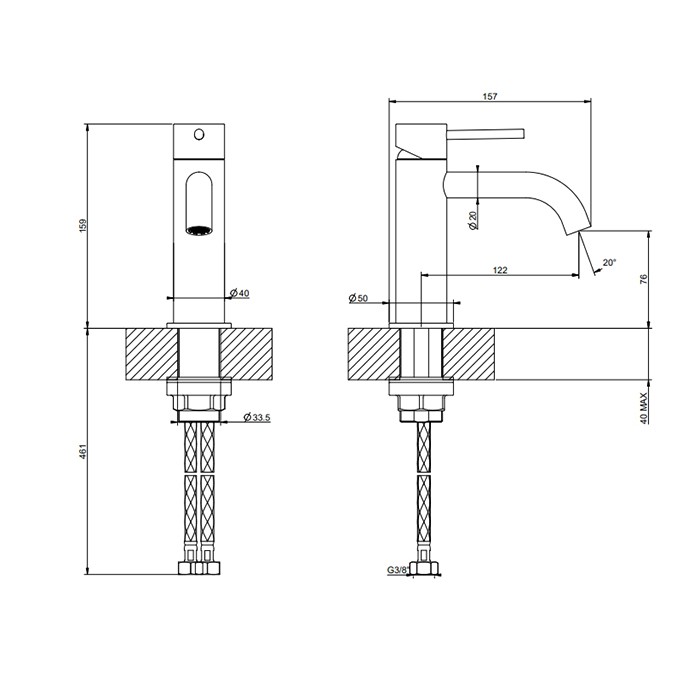 Смеситель для раковины, на 1 отв., излив 12.3см, Gessi 316, brushed copper pvd арт. 54002#708