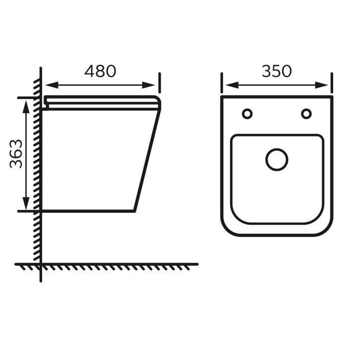 Подвесной унитаз 350х480х363, безободковый, с быстросъемным сиденьем микролифт, Azario Hugo арт. AZ-3103