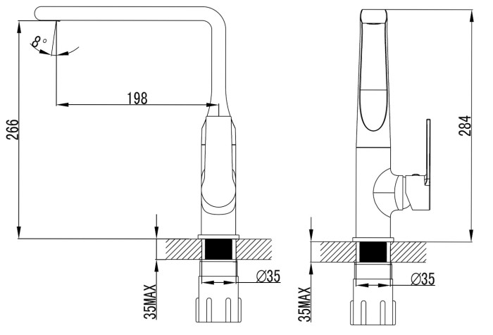 Смеситель для кухонной мойки, керамический картридж, хром, Azario FARO арт. AZ-PS56459C