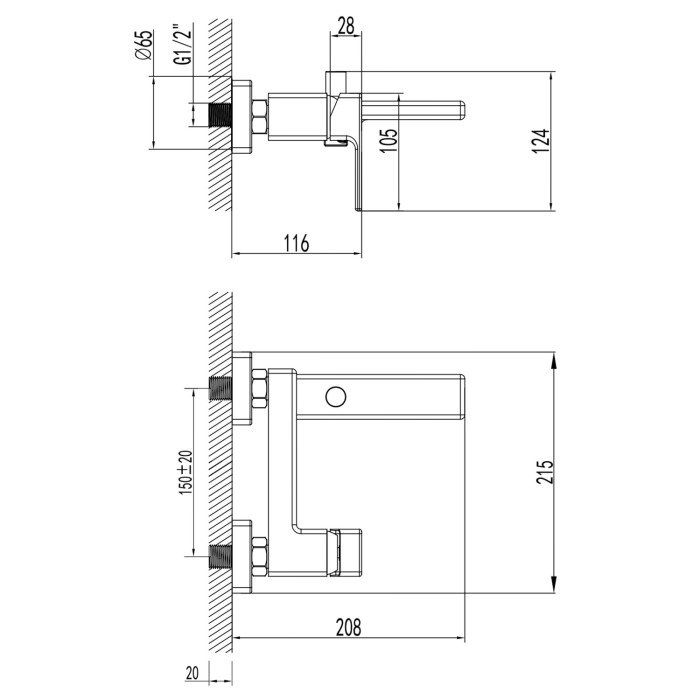 Смеситель для ванны и душа с ручным душем, керамический картридж, хром, Azario BLAKE арт. AZ-VBT238205C