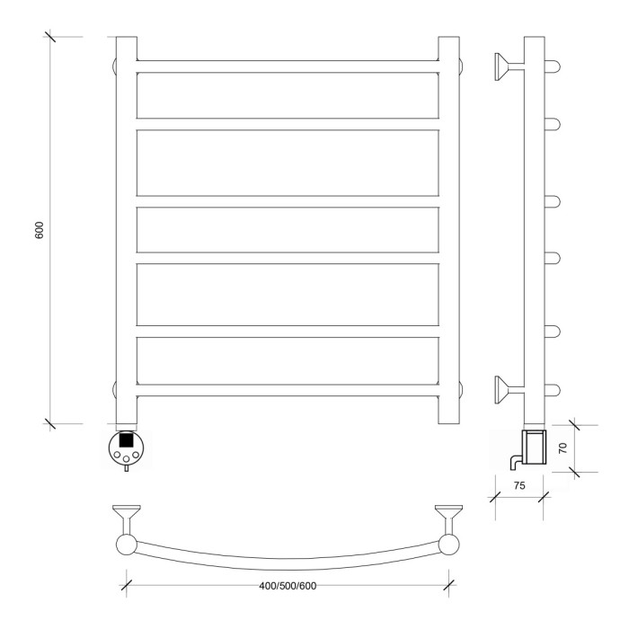 Полотенцесушитель электрический 60x50 Милан 2 Secado арт. 4673739238165
