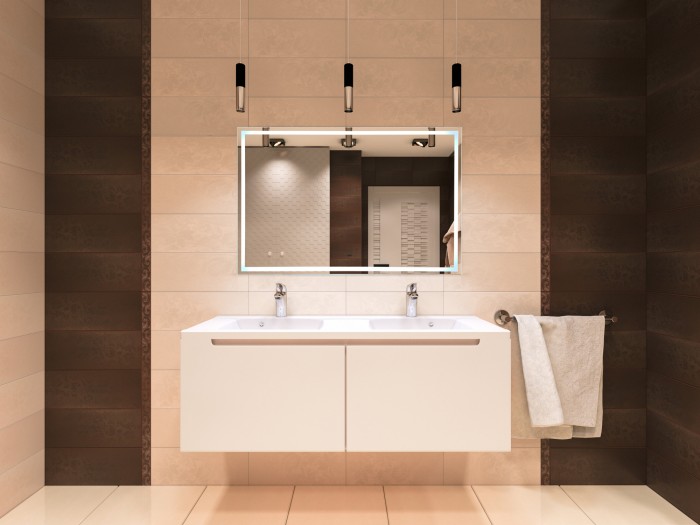 Зеркало 1200х800 c подсветкой и диммером, датчик на движение, Azario Рига - LED-00002270