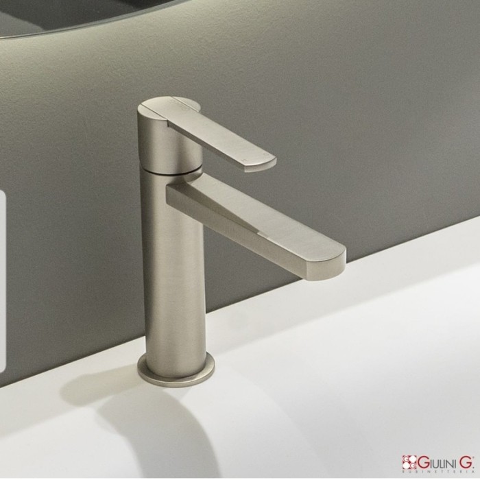 Однорычажный смеситель для раковины, донный клапан, Giulini Surf, никель матовый арт. 5805ANKO