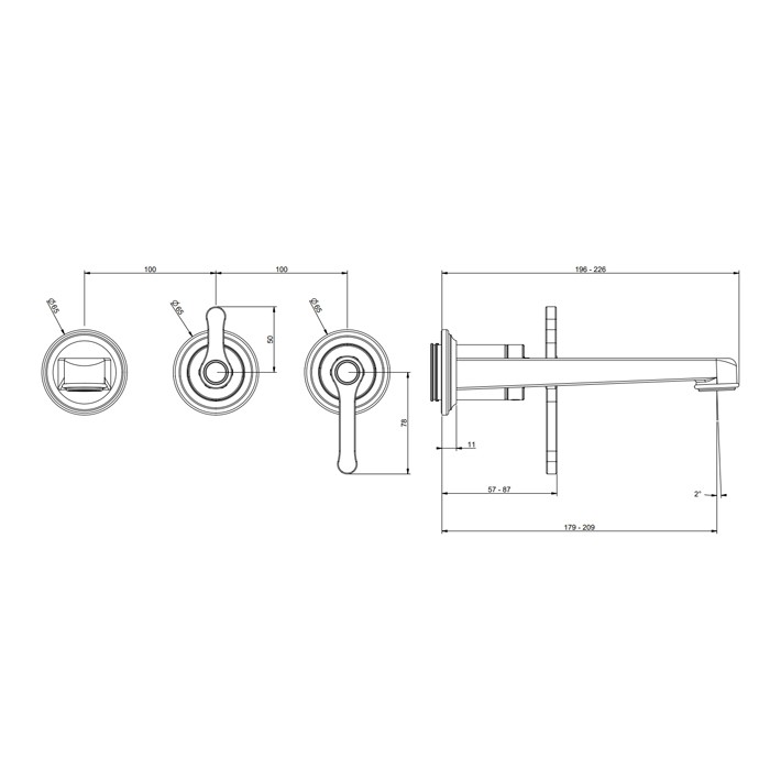Смеситель для ванны встраиваемый, однорычажный, с переключателем на 2 положения, внешняя часть, Gessi Venti20, brass pvd арт. 65042#710