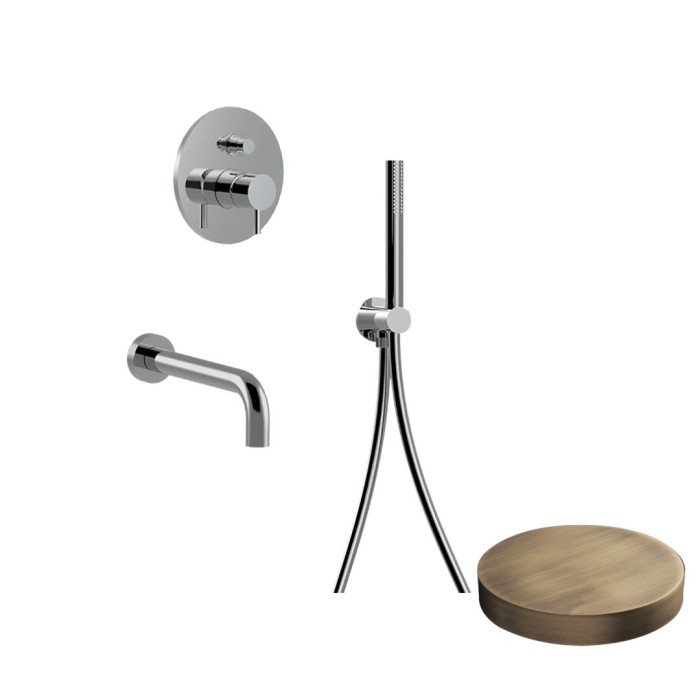 Внешняя часть комплекта на ванную встраиваемого, смеситель, излив, ручной душ, Giulini My future, бронза матовая арт. 5903-EPBROP