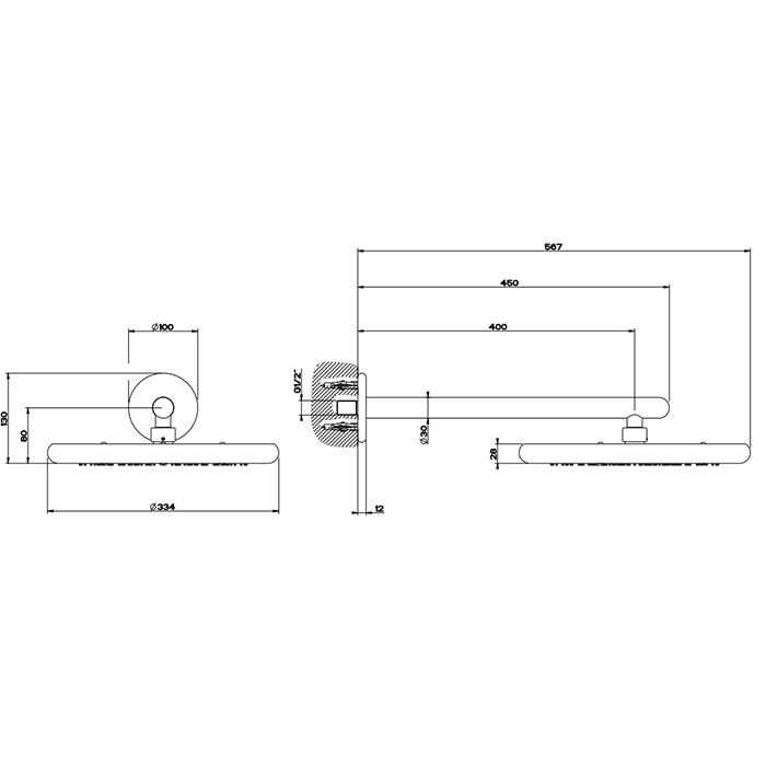 Верхний душ для настенного крепления d306мм, Gessi Goccia, белый арт. 33756#279