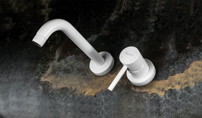 Смеситель для раковины настенного монтажа, без донного клапана, Giulini Futuro, белый матовый арт. 6520-25BO