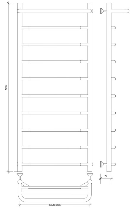 Полотенцесушитель водяной 120x60 Агата 1 СП (хром) Secado арт. 4603777444136
