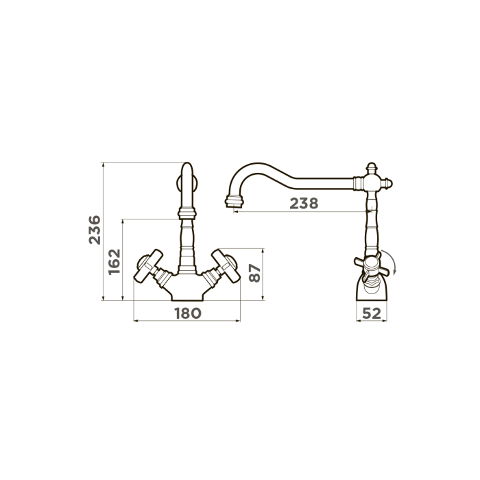 Смеситель для кухни Omoikiri Tokigawa-AB-022 латунь, цвет античная латунь арт. 4994257