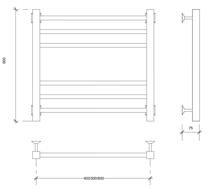 Полотенцесушитель водяной 60x60 Модена 3 (хром) Secado арт. 4603777482428