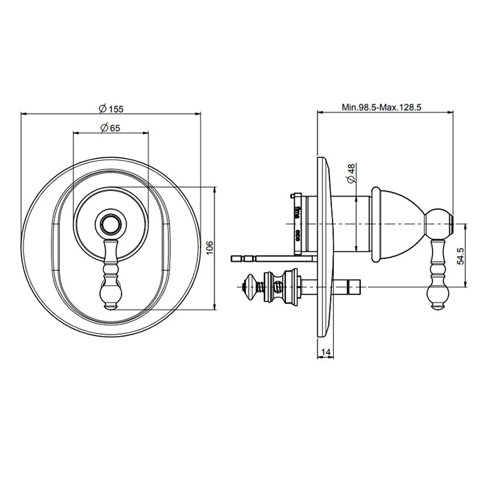 Fima Carlo Frattini Смеситель для душа, встраиваемый, на 2 выхода, Elizabeth, F5089X2OR цвет: золото