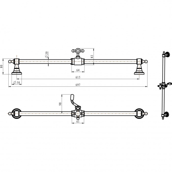 Душевая штанга, Boheme Brilante - 418