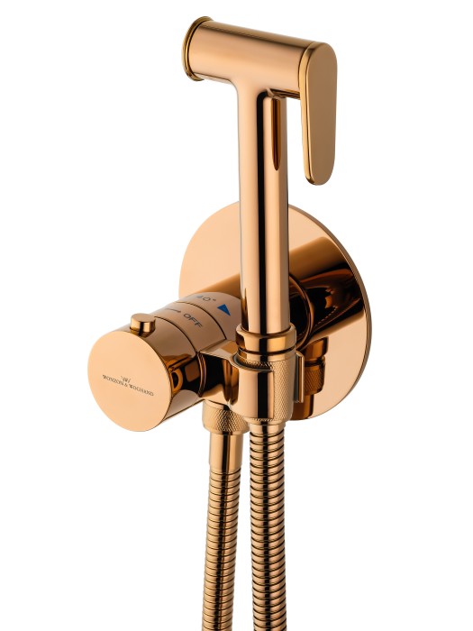 Смеситель с гигиеническим душем и термостатом встраиваемый, Wonzon & Woghand, WW-88829909-RG цвет: розовое золото