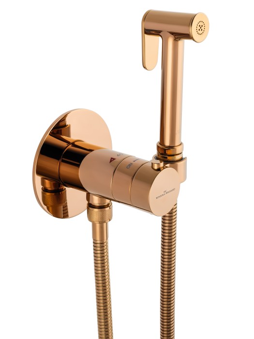 Смеситель с гигиеническим душем и термостатом встраиваемый, Wonzon & Woghand, WW-88829909-RG цвет: розовое золото