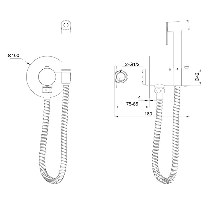 Смеситель с гигиеническим душем и термостатом встраиваемый, Wonzon & Woghand, WW-88829909-RG цвет: розовое золото