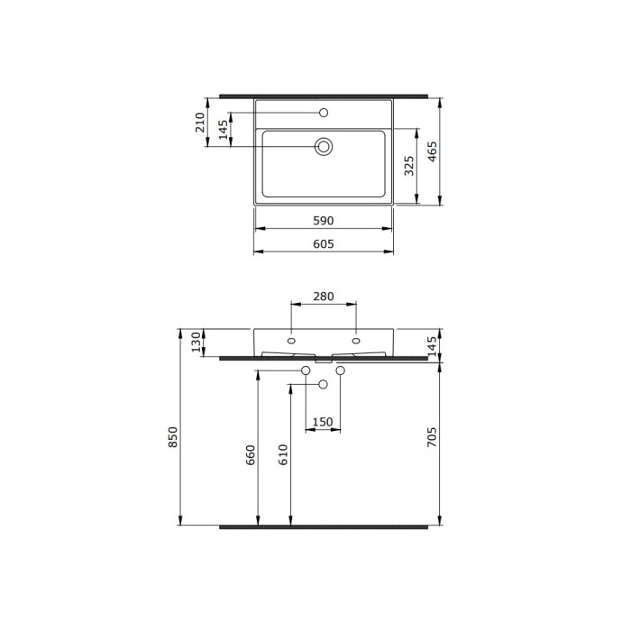 Раковина, прямоугольная, 60,5x46,5 BERGES Ego арт. 182003