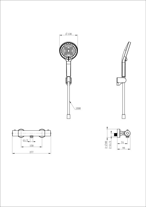 Смеситель для душа с термостатом, Wonzon & Woghand Inn, WW-B2065-A-CR цвет: хром