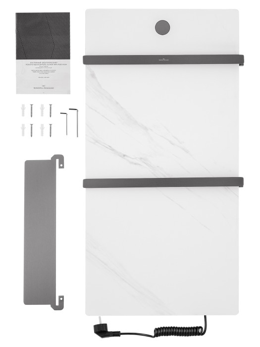 Полотенцесушитель электрический с каменной плитой Белый мрамор, Wonzon & Woghand Stuttgart, WW-A504W-GM цвет: графит