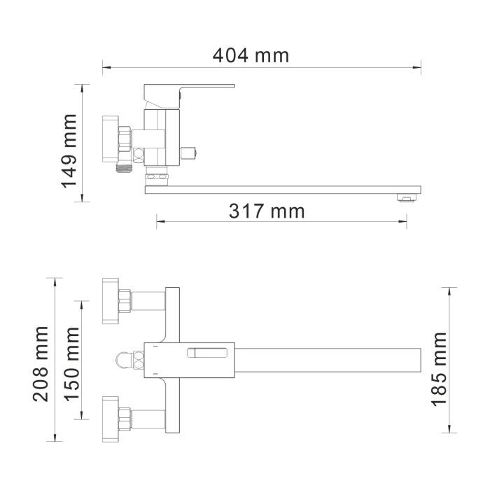 Смеситель для ванны с длинным изливом Alme 1500 WasserKRAFT арт. 1502L