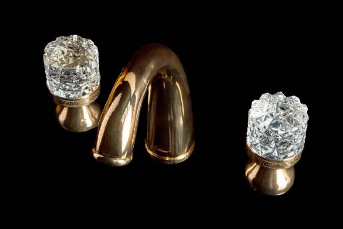 Смеситель для раковины, золото, Crystal Boheme 297-CRST