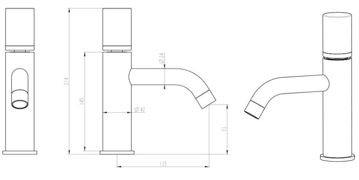 Смеситель для раковины, черный, Stick Boheme 121-BG