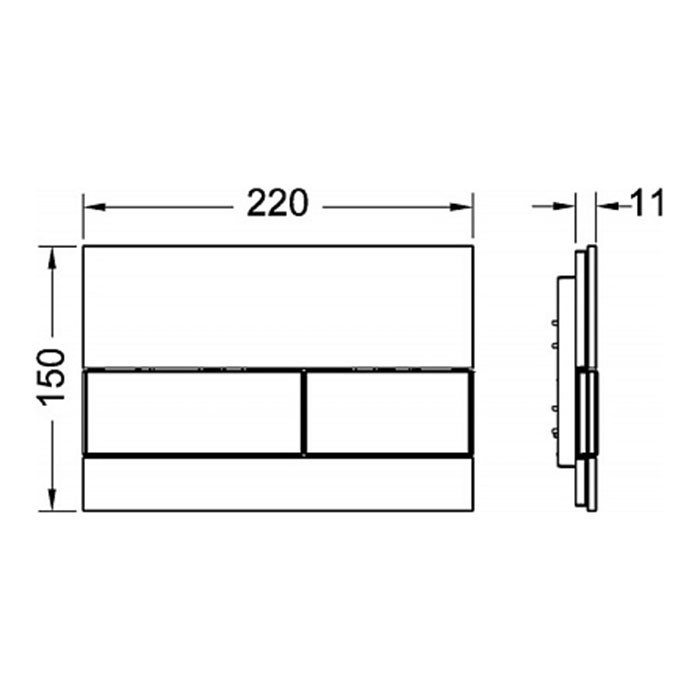 Панель смыва с двумя клавишами стекло белое, клавиши хром глянцевый, square TECE арт. 9240802