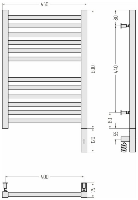 Сунержа Электрический полотенцесушитель 1000x300, Модус 3.0, 051-5701-6040 цвет: состаренная латунь