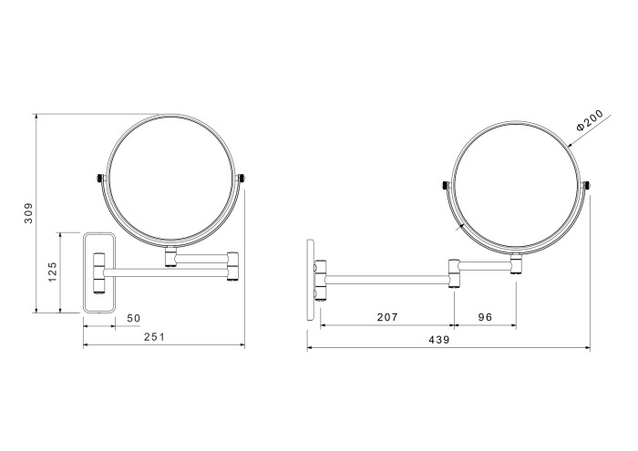 Зеркало косметическое настенное 3х, Aquatek, хром арт. AQ4910CR