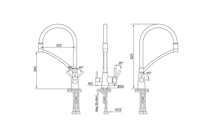 Смеситель для кухни  Paulmark SIEGEN, золото - Si213111-G