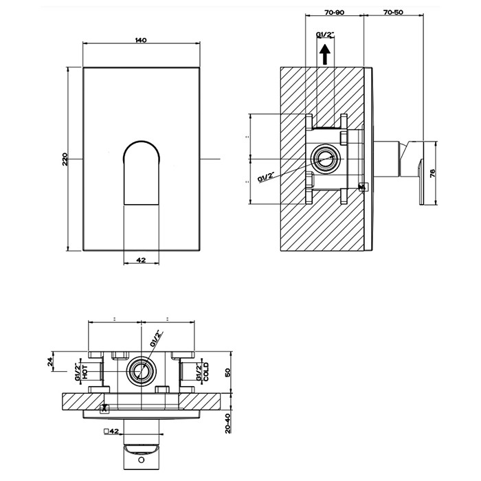 Смеситель для душа, встраиваемый, на 1 позицию, Gessi Emporio Via manzoni, цвет: black xl арт. 44632#299