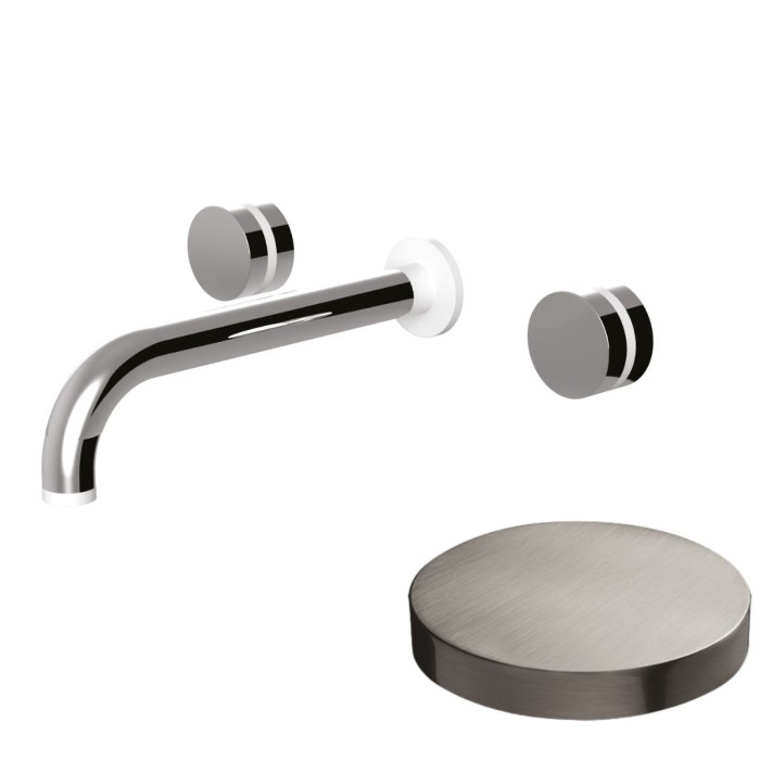 Встраиваемый смеситель на раковину, двухрычажный, излив 20 см, Giulini My ring, никель матовый арт. MR0123NKO