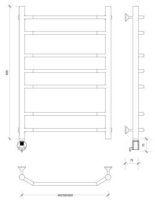 Полотенцесушитель электрический 80x60 Агата 2 Secado арт. 4673739231647