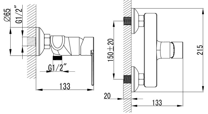 Смеситель для душа керамический картридж, хром, Azario FARO арт. AZ-PS33459C