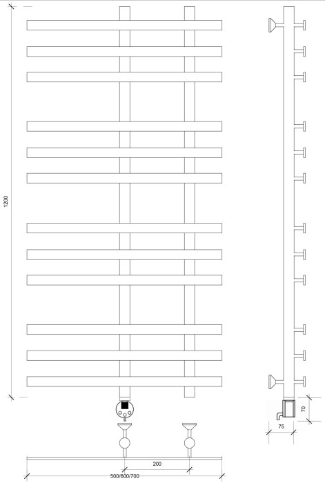 Полотенцесушитель электрический 120x20x50 Понтида 3 Secado арт. 4673739240281