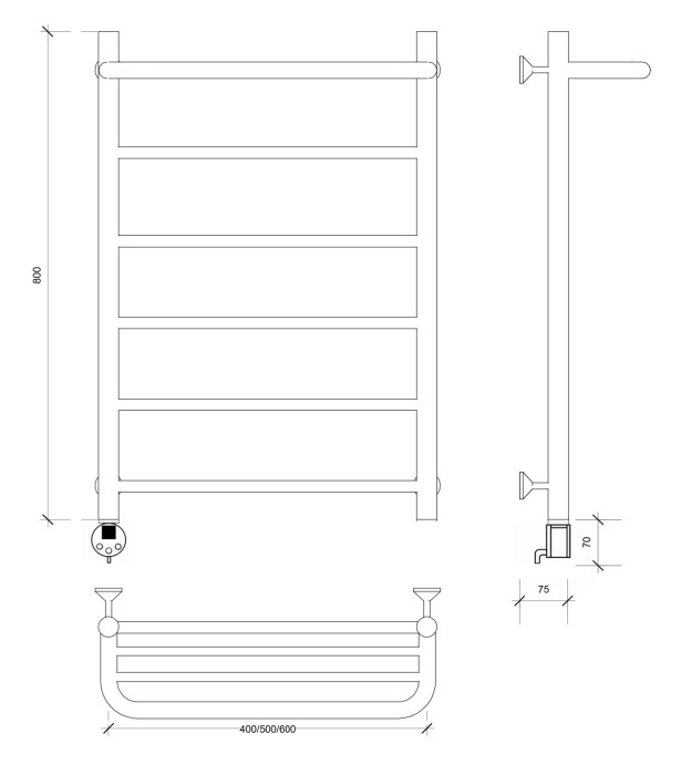 Полотенцесушитель электрический 80x50 Триада 1 СП Secado арт. 4673739242391