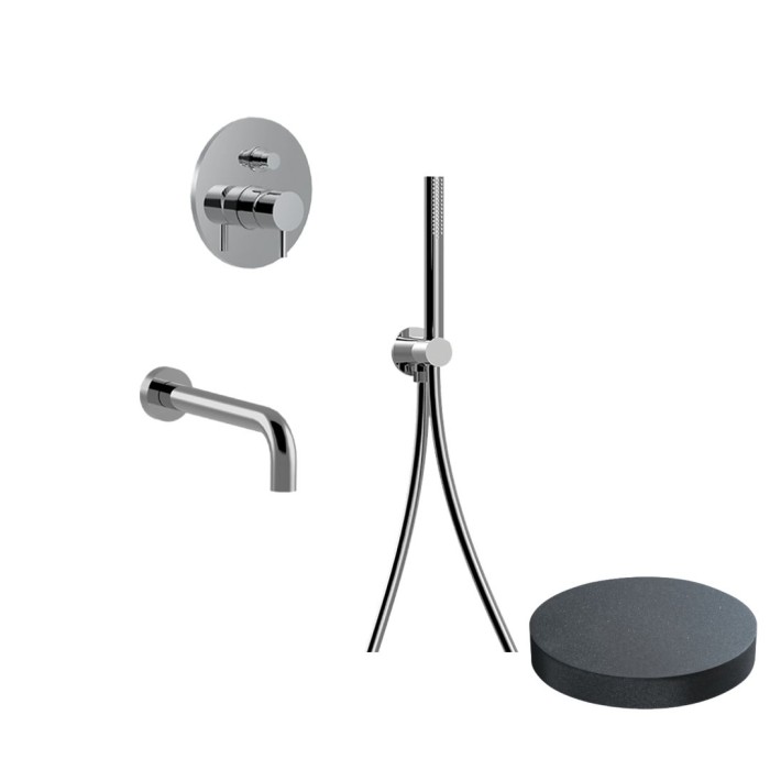 Внешняя часть комплекта на ванную встраиваемого, смеситель, излив, ручной душ, Giulini My future, графит арт. 5903-EPGF