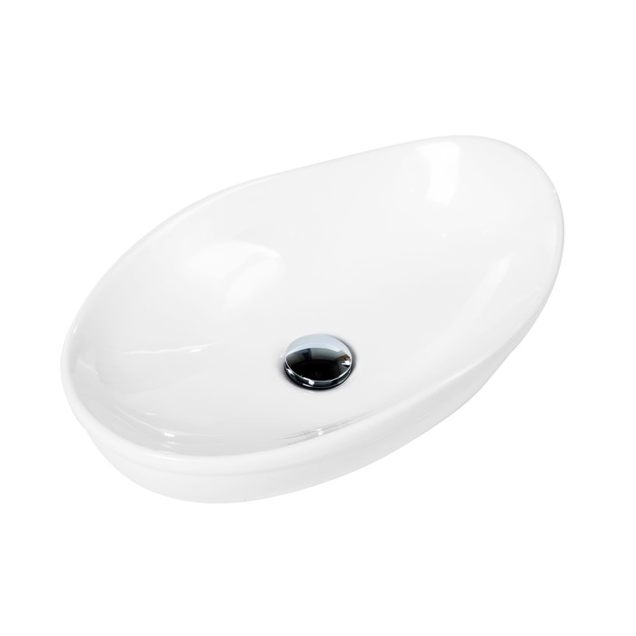 Раковина керамическая накладная 340x530x160, овальная, BelBagno, глянцевый белый арт. BB1362