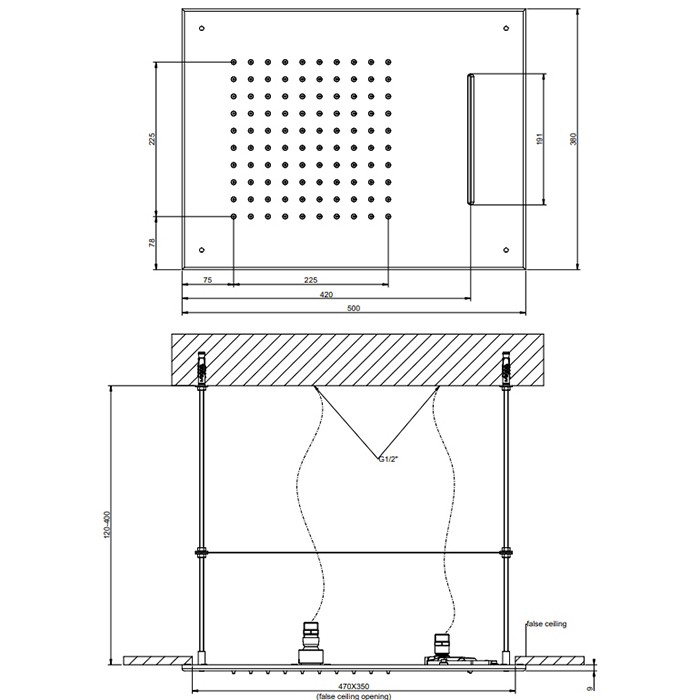 Верхний душ, потолочный, с функцией ТРОПИЧЕСКИЙ ЛИВЕНЬ/ВОДОПАД, Gessi Emporio shower, mirror steel арт. 33189#238