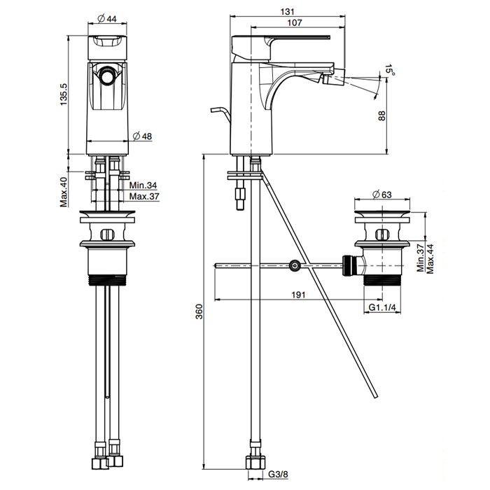 Fima Carlo Frattini Смеситель на биде, Mast, F3132BS цвет: белый